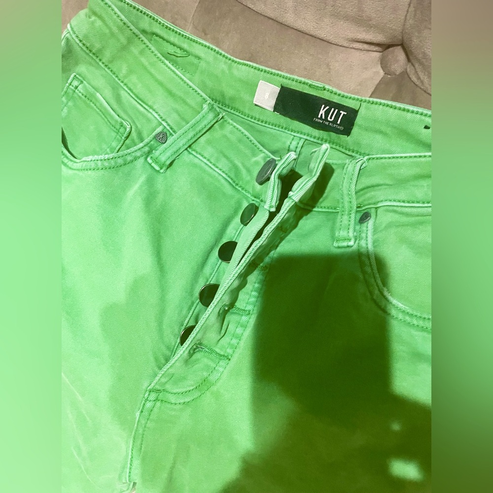 KUT jeans size 8… hole in left knee, bought them brand new like that.